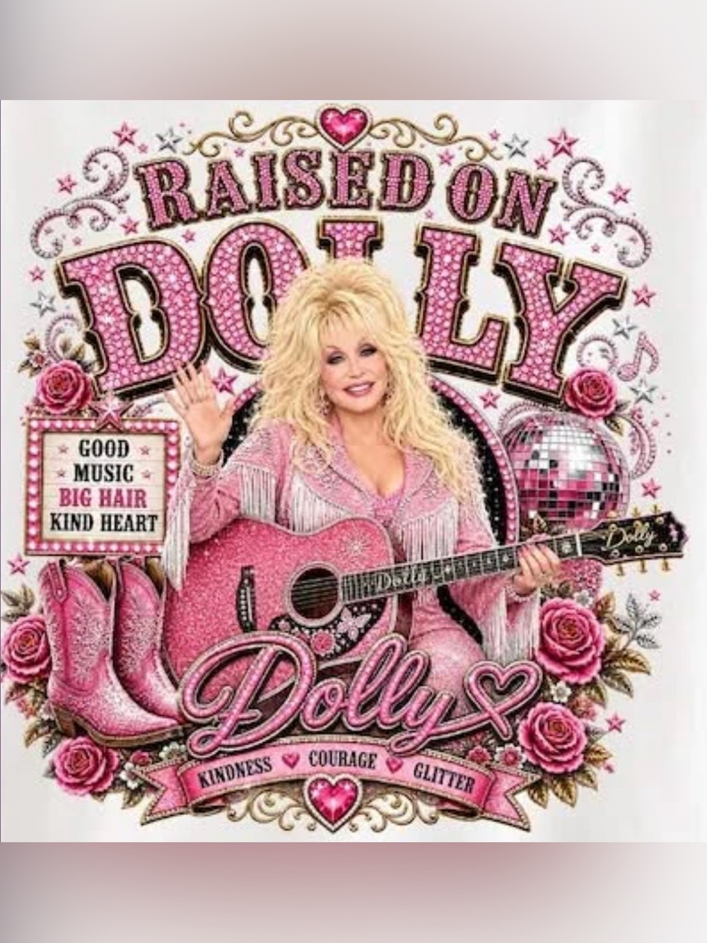 NEW Any Size Pink Dolly Raised On Dolly Graphic Tee
